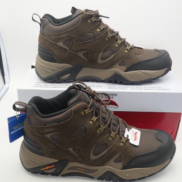 NEW Skechers Men's 13 Arch Fit Recon Beyonder WP Boots Brown Goodyear Outsoles - Picture 7 of 13